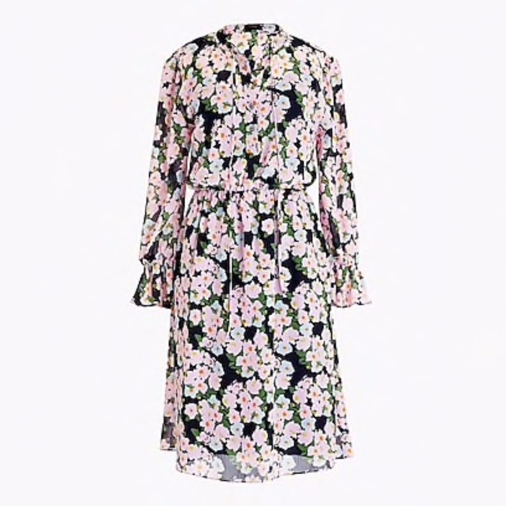 J.Crew drapey tie-front dress in French floral; Size Small